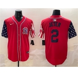 Men's New York Yankees #2 Derek Jeter Red American Style Limited Stitched Baseball Jersey