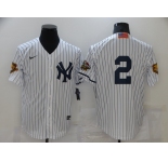 Men's New York Yankees #2 Derek Jeter White 2001 Throwback Cooperstown Collection Stitched MLB Nike Jersey