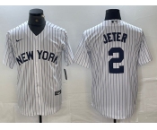 Men's New York Yankees #2 Derek Jeter White 2024 Cool Base Stitched Jerseys