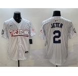Men's New York Yankees #2 Derek Jeter White Bronx Graffiti Vapor Limited Stitched Baseball Jersey