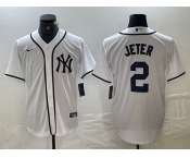 Men's New York Yankees #2 Derek Jeter White Fashion Cool Base Jersey
