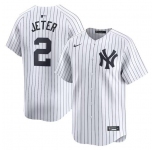 Men's New York Yankees #2 Derek Jeter White Home Limited Stitched Baseball Jersey