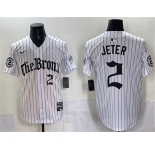 Men's New York Yankees #2 Derek Jeter White Pinstripe 'Gothic Legacy Edition' Vapor Premier Limited Stitched Baseball Jersey