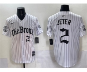 Men's New York Yankees #2 Derek Jeter White Pinstripe 'Gothic Legacy Edition' Vapor Premier Limited Stitched Baseball Jersey