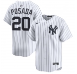 Men's New York Yankees #20 Jorge Posada White Cool Base Stitched Baseball Jersey
