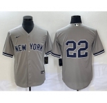 Men's New York Yankees #22 Harrison Bader No Name Grey Cool Base Stitched Baseball Jersey