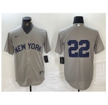 Men's New York Yankees #22 Juan Soto 2021 Grey Field of Dreams Cool Base Stitched Baseball Jersey
