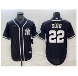 Men's New York Yankees #22 Juan Soto Black White Cool Base Stitched Jersey