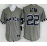 Men's New York Yankees #22 Juan Soto Gray Player Name Cool Base Jersey