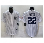 Men's New York Yankees #22 Juan Soto Name White With 2024 Cool Base Stitched Jersey