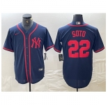 Men's New York Yankees #22 Juan Soto Navy Red Fashion Cool Base Jersey