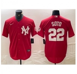 Men's New York Yankees #22 Juan Soto Red Fashion Cool Base Jersey