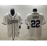 Men's New York Yankees #22 Juan Soto White With Patch Cool Base Stitched Baseball Jersey2