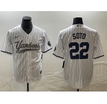 Men's New York Yankees #22 Juan Soto White With Patch Cool Base Stitched Baseball Jersey
