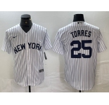 Men's New York Yankees #25 Gleyber Torres White 2024 Cool Base Stitched Jerseys
