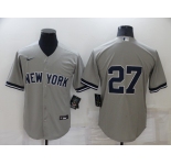 Men's New York Yankees #27 Giancarlo Stanton No Name Grey Stitched Nike Cool Base Throwback Jersey
