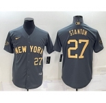Men's New York Yankees #27 Giancarlo Stanton Number Grey 2022 All Star Stitched Cool Base Nike Jersey