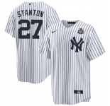 Men's New York Yankees #27 Giancarlo Stanton White 2024 World Series With Name Cool Base Stitched Baseball Jersey
