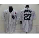 Men's New York Yankees #27 Giancarlo Stanton White Cool Base Stitched Rose Baseball Jersey