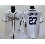 Men's New York Yankees #27 Giancarlo Stanton White With Patch Cool Base Stitched Baseball Jersey