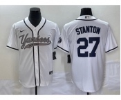 Men's New York Yankees #27 Giancarlo Stanton White With Patch Cool Base Stitched Baseball Jersey