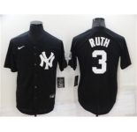 Men's New York Yankees #3 Babe Ruth Black Stitched Nike Cool Base Throwback Jersey