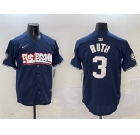 Men's New York Yankees #3 Babe Ruth Navy Bronx Graffiti Vapor Limited Stitched Baseball Jersey