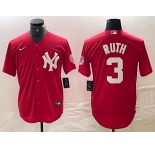 Men's New York Yankees #3 Babe Ruth Red Fashion Cool Base Jersey
