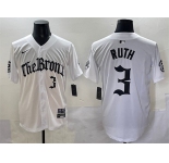Men's New York Yankees #3 Babe Ruth White 'Gothic Legacy Edition' Vapor Premier Limited Stitched Baseball Jersey