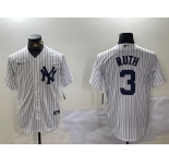 Men's New York Yankees #3 Babe Ruth White Name Stitched Cool Base Nike Jersey