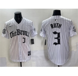 Men's New York Yankees #3 Babe Ruth White Pinstripe 'Gothic Legacy Edition' Vapor Premier Limited Stitched Baseball Jersey