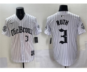 Men's New York Yankees #3 Babe Ruth White Pinstripe 'Gothic Legacy Edition' Vapor Premier Limited Stitched Baseball Jersey