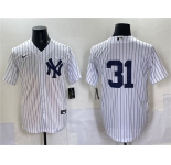 Men's New York Yankees #31 Ichiro Suzuki White Cool Base Limited Stitched Baseball Jersey