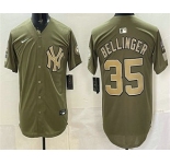 Men's New York Yankees #35 Cody Bellinger Olive 2026 Armed Forces Day Jersey