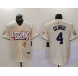 Men's New York Yankees #4 Lou Gehrig Cream Limited Stitched Baseball Jerseys