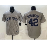 Men's New York Yankees #42 Jackie Robinson Grey Stitched Baseball Jersey