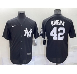 Men's New York Yankees #42 Mariano Rivera Black Stitched Nike Cool Base Throwback Jersey