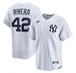 Men's New York Yankees #42 Mariano Rivera White Home Limited Stitched Baseball Jersey