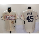 Men's New York Yankees #45 Gerrit Cole Cream Limited Stitched Baseball Jerseys