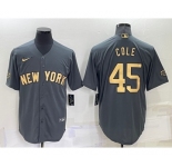 Men's New York Yankees #45 Gerrit Cole Grey 2022 All Star Stitched Cool Base Nike Jersey