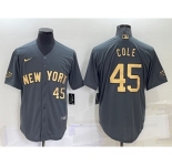 Men's New York Yankees #45 Gerrit Cole Number Grey 2022 All Star Stitched Cool Base Nike Jersey