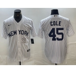 Men's New York Yankees #45 Gerrit Cole White 2024 Cool Base Stitched Jersey