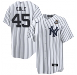 Men's New York Yankees #45 Gerrit Cole White 2024 World Series With Name Cool Base Stitched Baseball Jersey