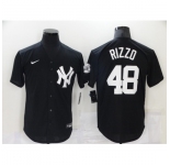 Men's New York Yankees #48 Anthony Rizzo Black Throwback Jersey