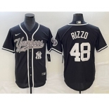 Men's New York Yankees #48 Anthony Rizzo Black With Patch Cool Base Stitched Baseball Jersey