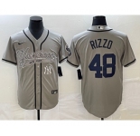 Men's New York Yankees #48 Anthony Rizzo Gray With Patch Cool Base Stitched Baseball Jersey