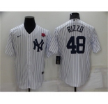 Men's New York Yankees #48 Anthony Rizzo White Cool Base Stitched Rose Baseball Jersey