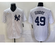 Men's New York Yankees #49 Ron Guidry White Cool Base Stitched Baseball Jersey