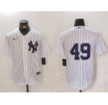 Men's New York Yankees #49 Ron Guidry White Cool Base Stitched Jersey
