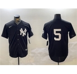 Men's New York Yankees #5 Joe DiMaggio Black With Patch Cool Base Stitched Baseball Jersey